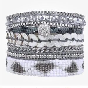 Victoria Emerson Silver and Gray Multi-Layer Bracelet